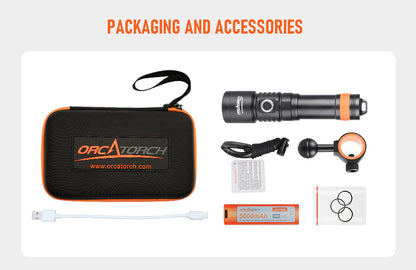 Orcatorch D710V Underwater Video Light / Dive Torch - 2000 Lumens