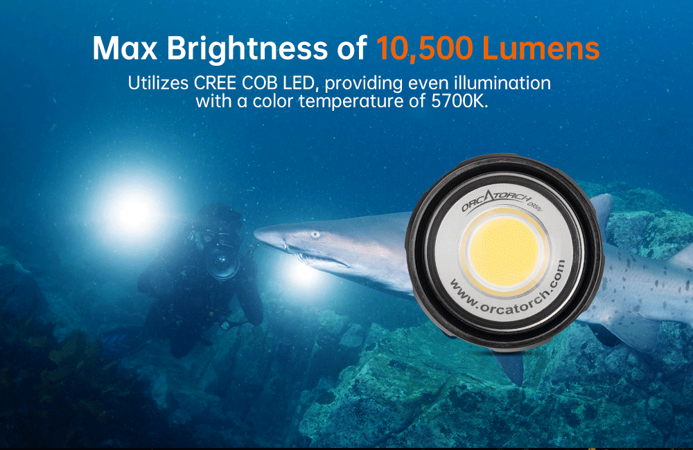 Orcatorch D950V 2.0 Underwater Dive Light/ Torch - 10500 Lumens