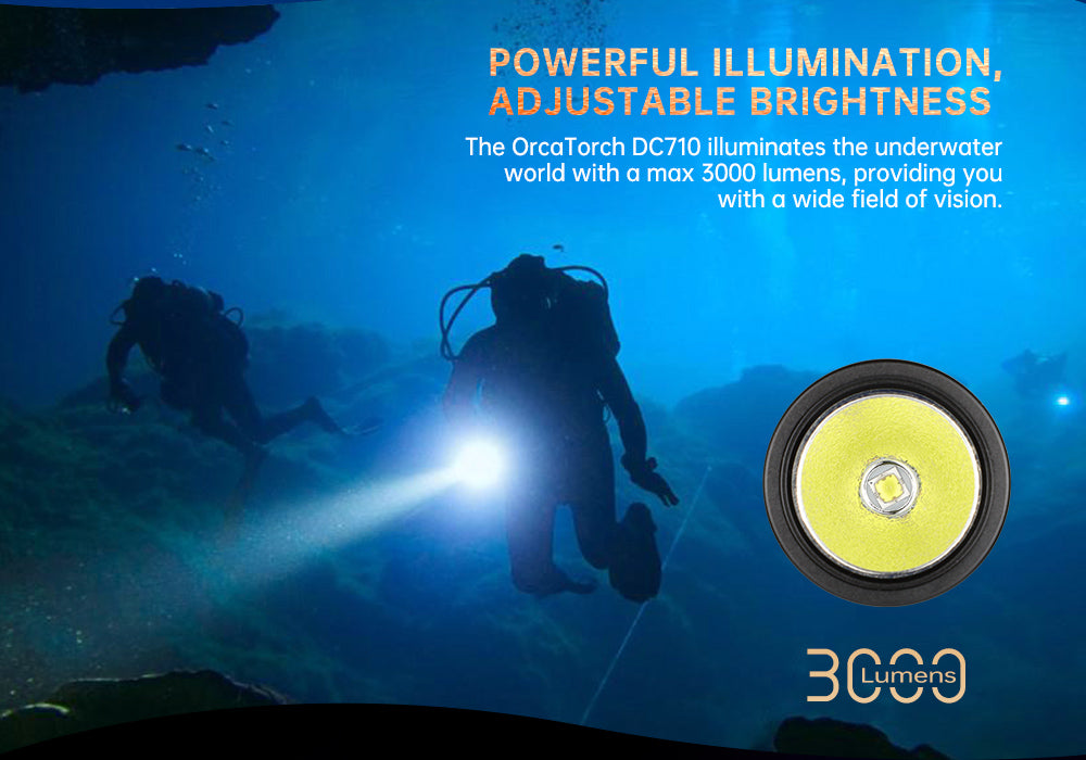 Orcatorch DC710 Underwater Dive Light/ Torch - 3000 Lumens