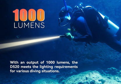 Orcaorch D520 Underwater Dive Light / Torch - 1000 Lumens
