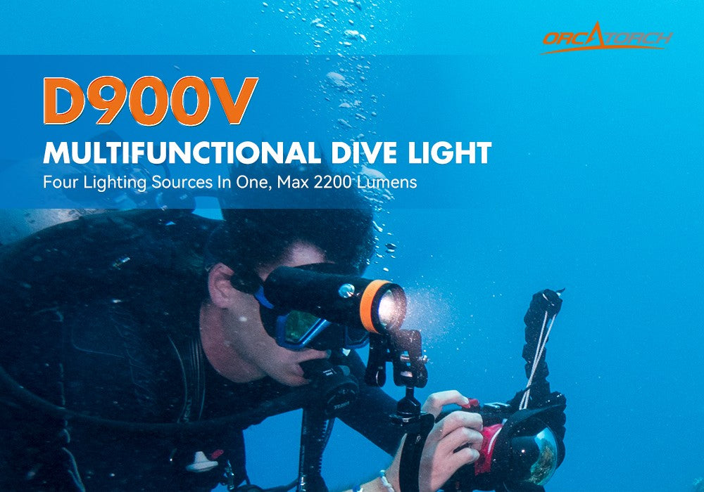 Orcatorch D900V Underwater Dive Light/ Torch - 2200 Lumens