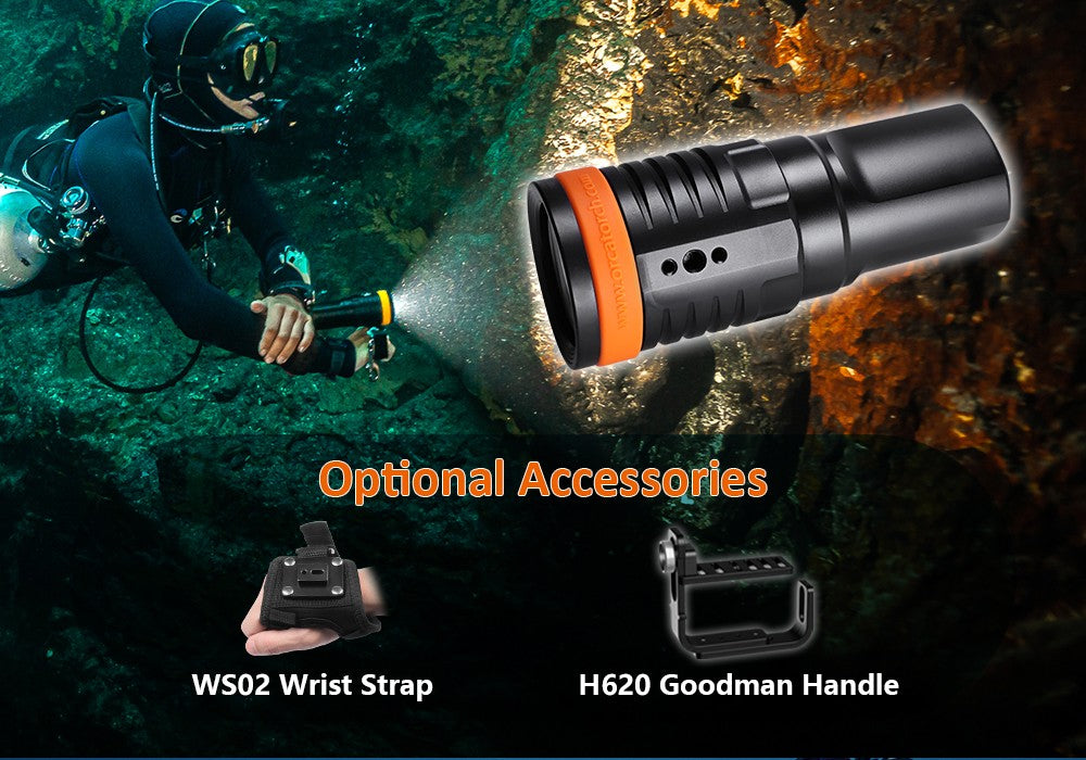 Orcatorch D900V Underwater Dive Light/ Torch - 2200 Lumens