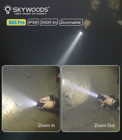 Skywoods D6S Pro USB Charge Dive Torch - 3000 Lumens