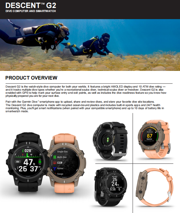 Garmin Descent™ G2 Dive Computer