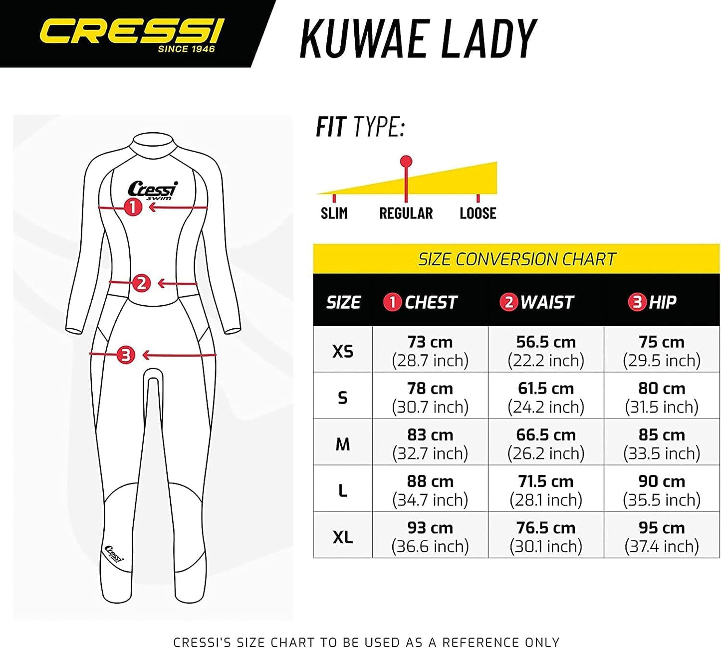 Cressi Kuwae Neoprene Swim Wetsuit 2mm 1-PC - Lady