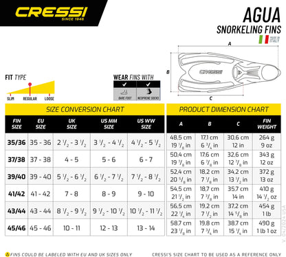 Cressi Agua Snorkelling Set - Perla Mask + Gamma Snorkel + Agua Fins