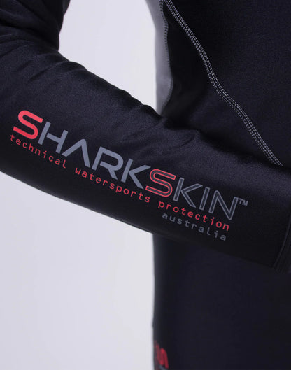 鲨鱼皮防寒后部全拉链 1 件套套装 - 黑色/银色 - 男士