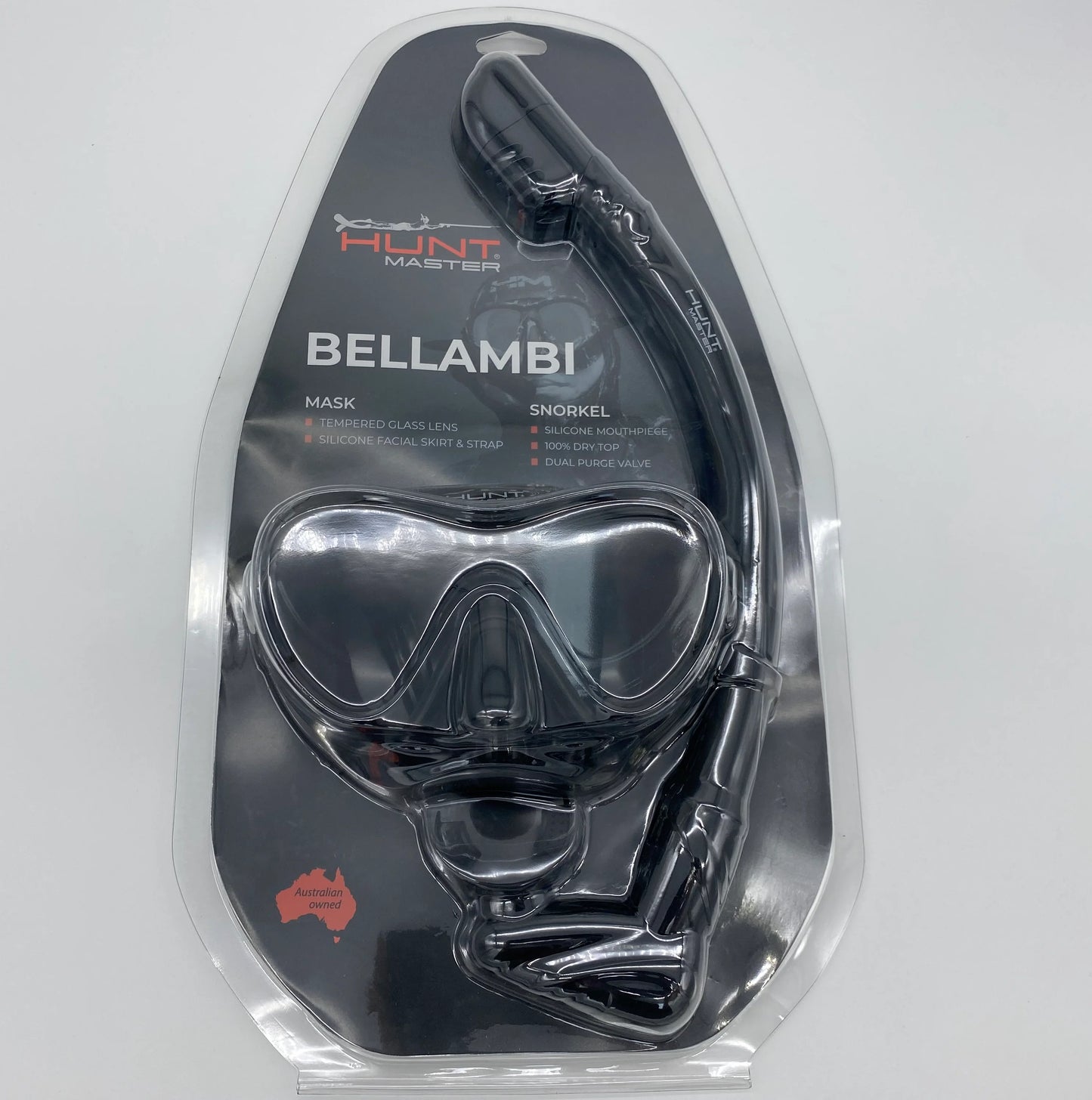 Hunt Master Bellambi Mask and Snorkel Set ( no container)