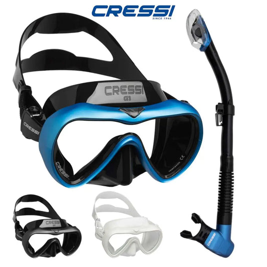 Cressi A1 Anti-Fog Dive Mask + Epsilon SPE Dry Snorkel Combo