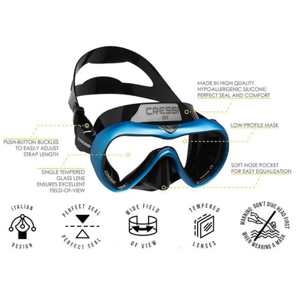 Cressi A1 Anti-Fog Dive Mask + Epsilon Dry Snorkel Set