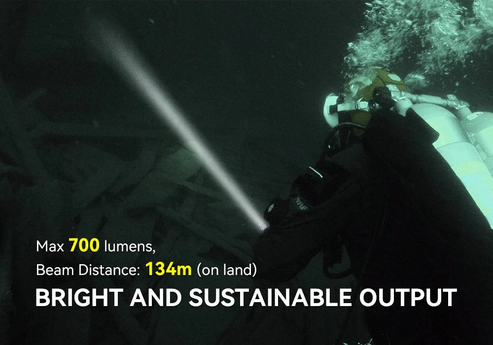 OrcaTorch D560 700 Lumens Dive Light Small & Lightweight