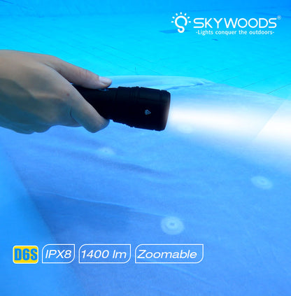 Skywoods D6S 可充电潜水灯 1400 流明