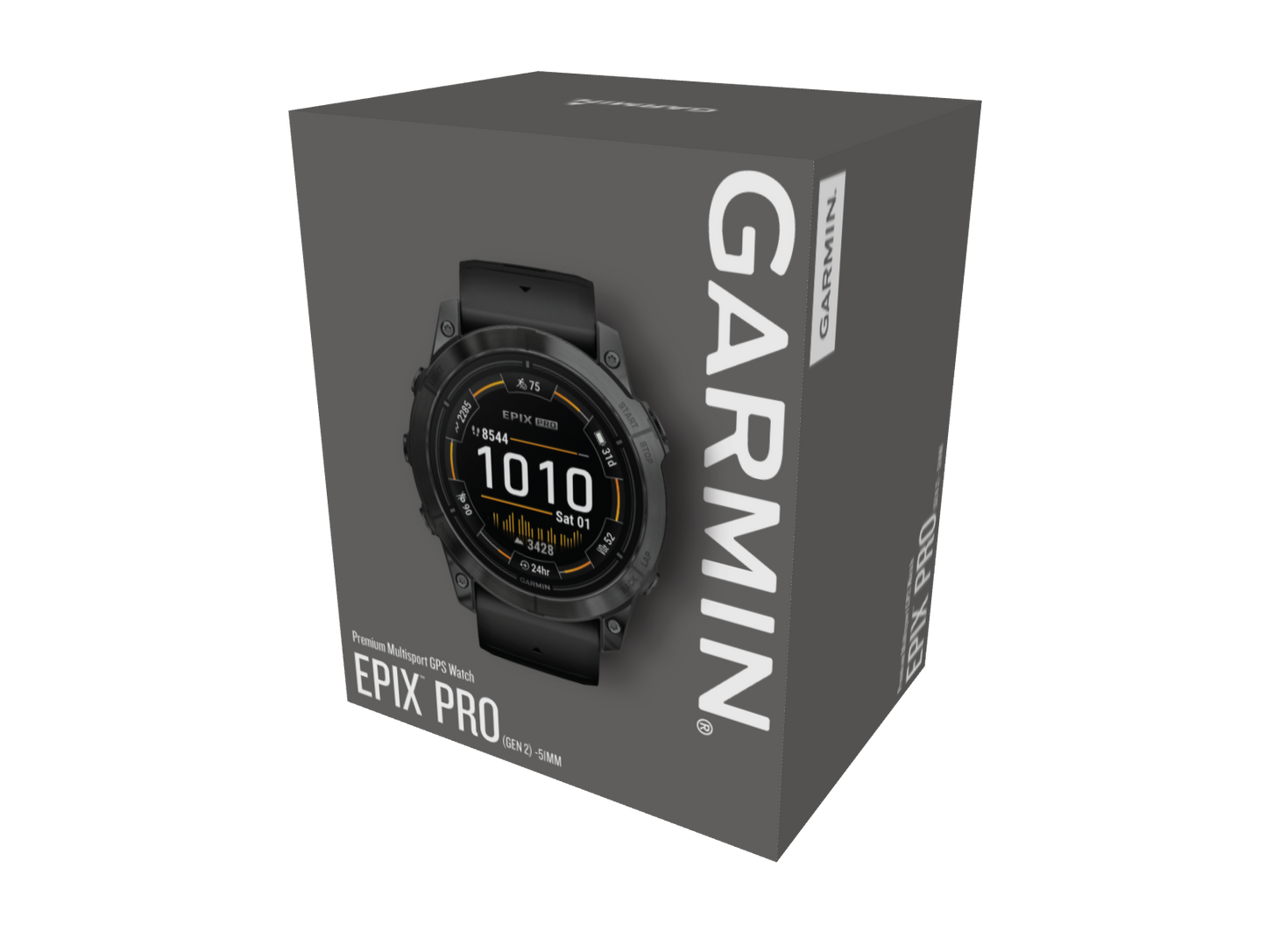 Garmin Epix™ Pro（第 2 代）- 标准版 51 毫米智能手表 - 石板灰色，黑色表带