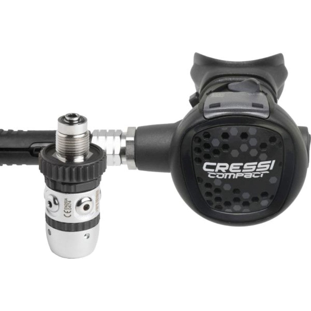 Close up of the XS Compact second stage with lightweight compact design
