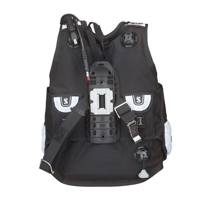 Rear profile showing backpack padding and tank support system
