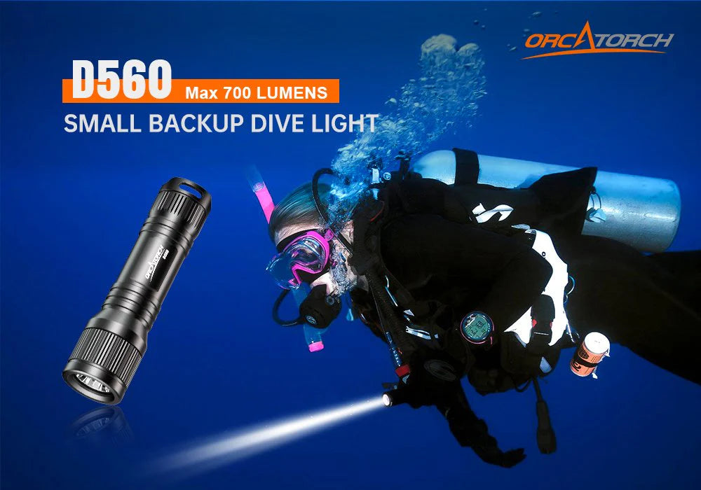 OrcaTorch D560 700 Lumens Dive Light Small & Lightweight