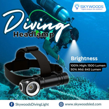 Skywoods D6HL Dive Head Lamp - 1400 Lumens