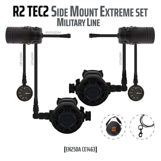 Tecline R2 Tec2 Regulator REV. Side Mount Extreme Set - Military Line