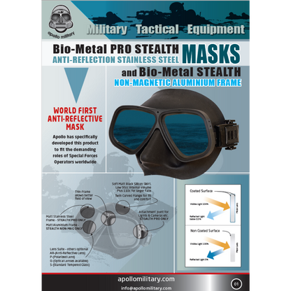 Apollo Bio Metal Dive Mask Stealth - Non Magnetic