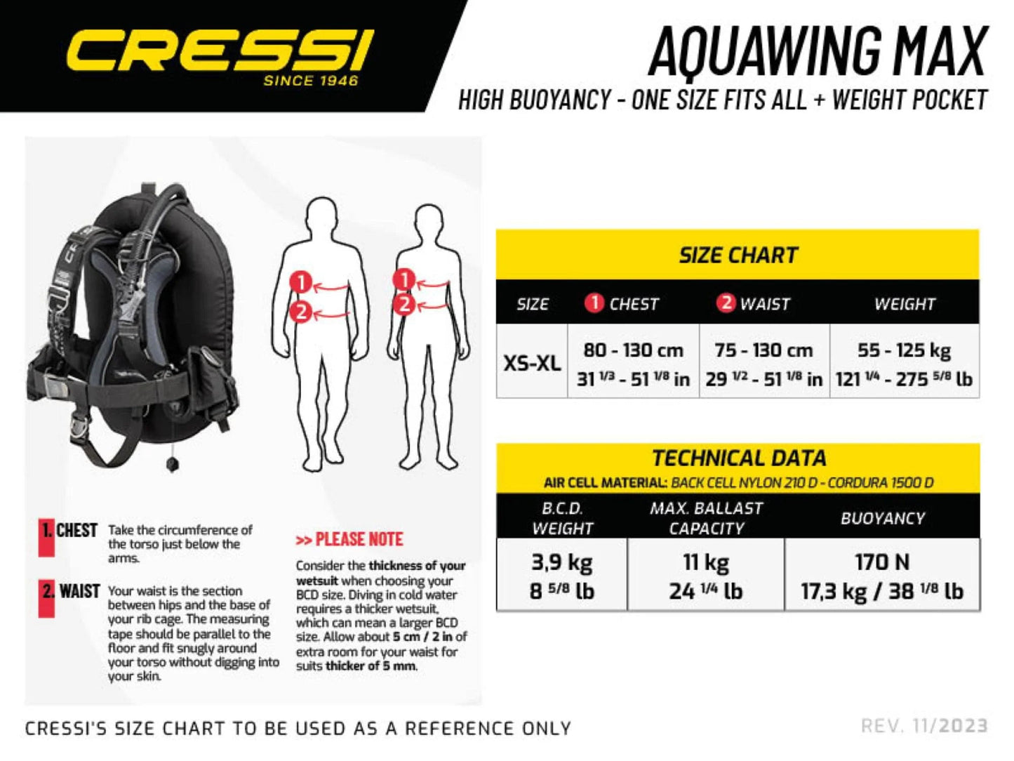 Cressi Aquawing Max BCD - One Size| Unisex - Infinity DiveCressi Aquawing Max BCD - One Size| UnisexCressi