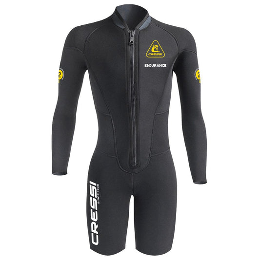 Cressi Endurance Long Sleeve Shorty Wetsuit 5mm - Men - Black - Infinity DiveCressi Endurance Long Sleeve Shorty Wetsuit 5mm - Men - BlackCressi