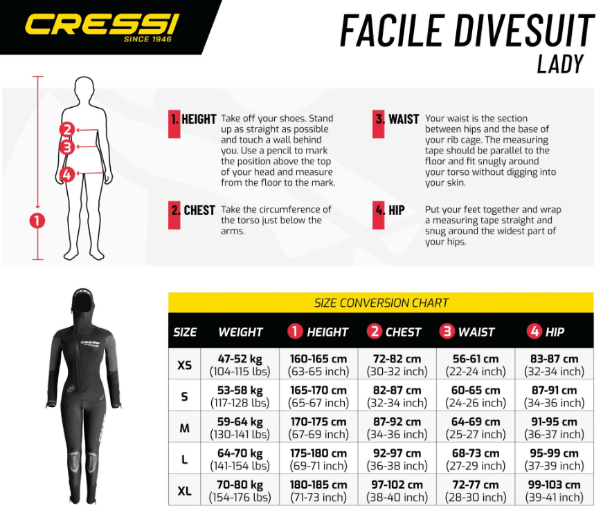 Cressi Facile Neoprene Wetsuit 8mm - Lady - Infinity DiveCressi Facile Neoprene Wetsuit 8mm - LadyCressi
