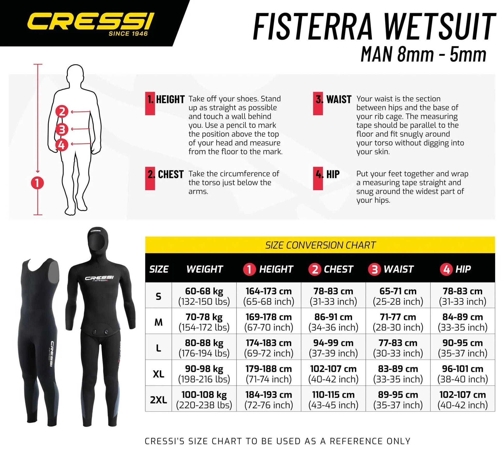 Cressi Fisterra Neoprene Wetsuit 8mm 2PC with P - Zip - Men - Infinity DiveCressi Fisterra Neoprene Wetsuit 8mm 2PC with P - Zip - MenCressi