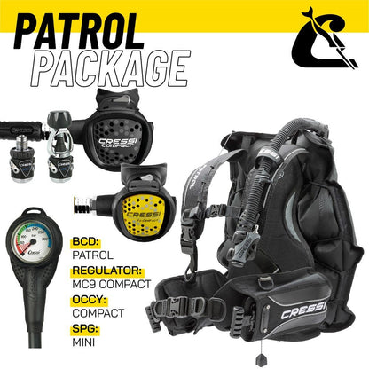 Cressi Scuba Set - Patrol BCD / MC9 Compact Regulator with Octopus and Pressure gauge - Infinity DiveCressi Scuba Set - Patrol BCD / MC9 Compact Regulator with Octopus and Pressure gaugeCressi