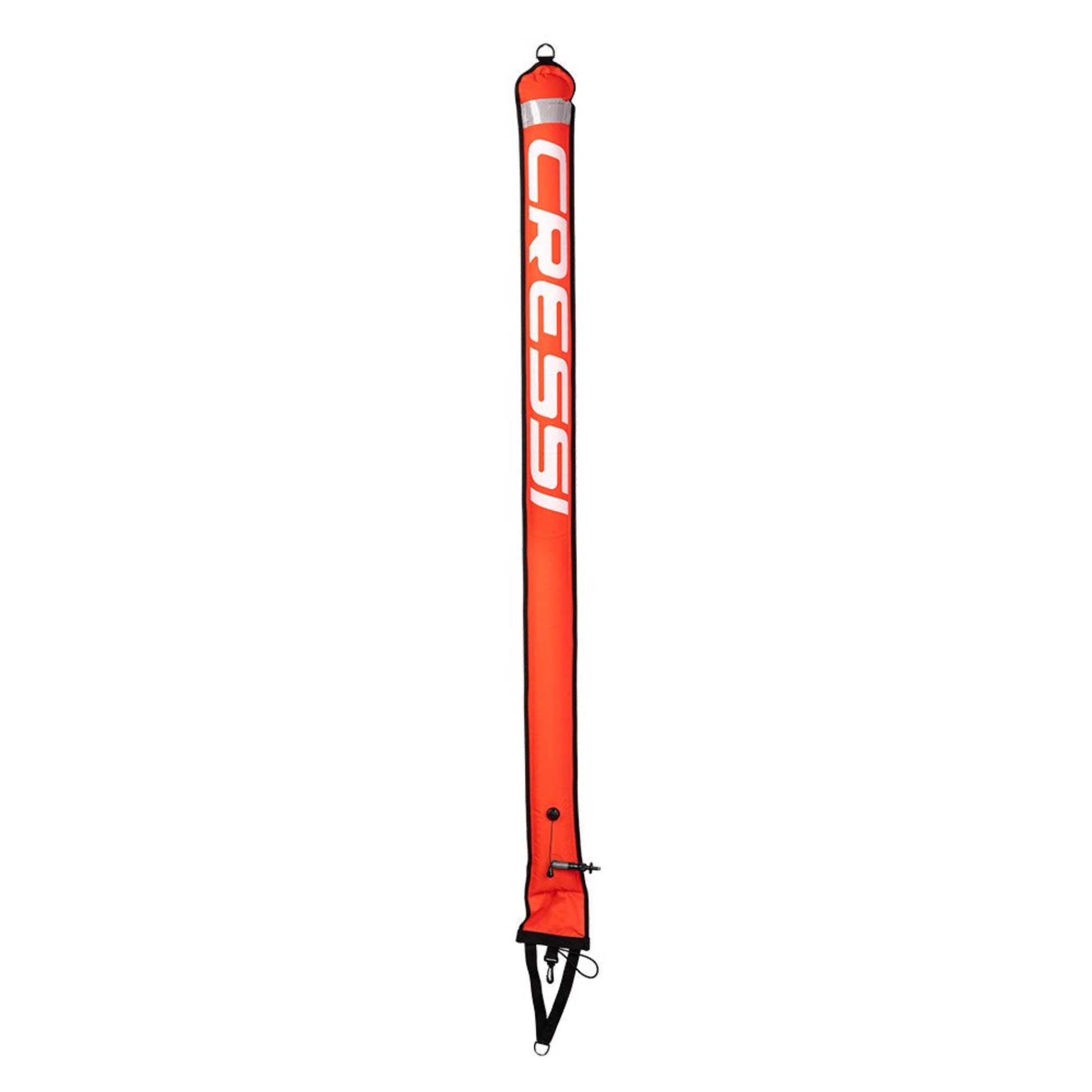 Red and black diving tube with 'Cressi' branding on a white background