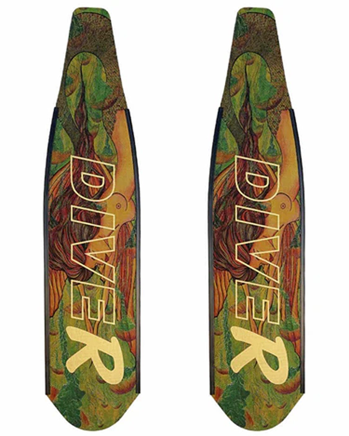 DiveR - Green Mermaid by Naomi Gittoes Free Diving Fin Blades - Infinity DiveDiveR - Green Mermaid by Naomi Gittoes Free Diving Fin BladesDiveR