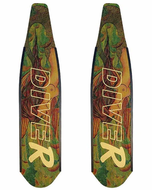 DiveR - Green Mermaid by Naomi Gittoes Free Diving Fin Blades - Infinity DiveDiveR - Green Mermaid by Naomi Gittoes Free Diving Fin BladesDiveR