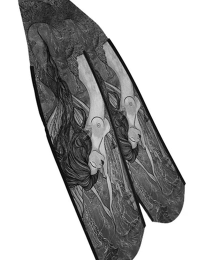 DiveR - Mermaid Black & White by Naomi Gittoes Free Diving Fin Blades - Infinity DiveDiveR - Mermaid Black & White by Naomi Gittoes Free Diving Fin BladesDiveR