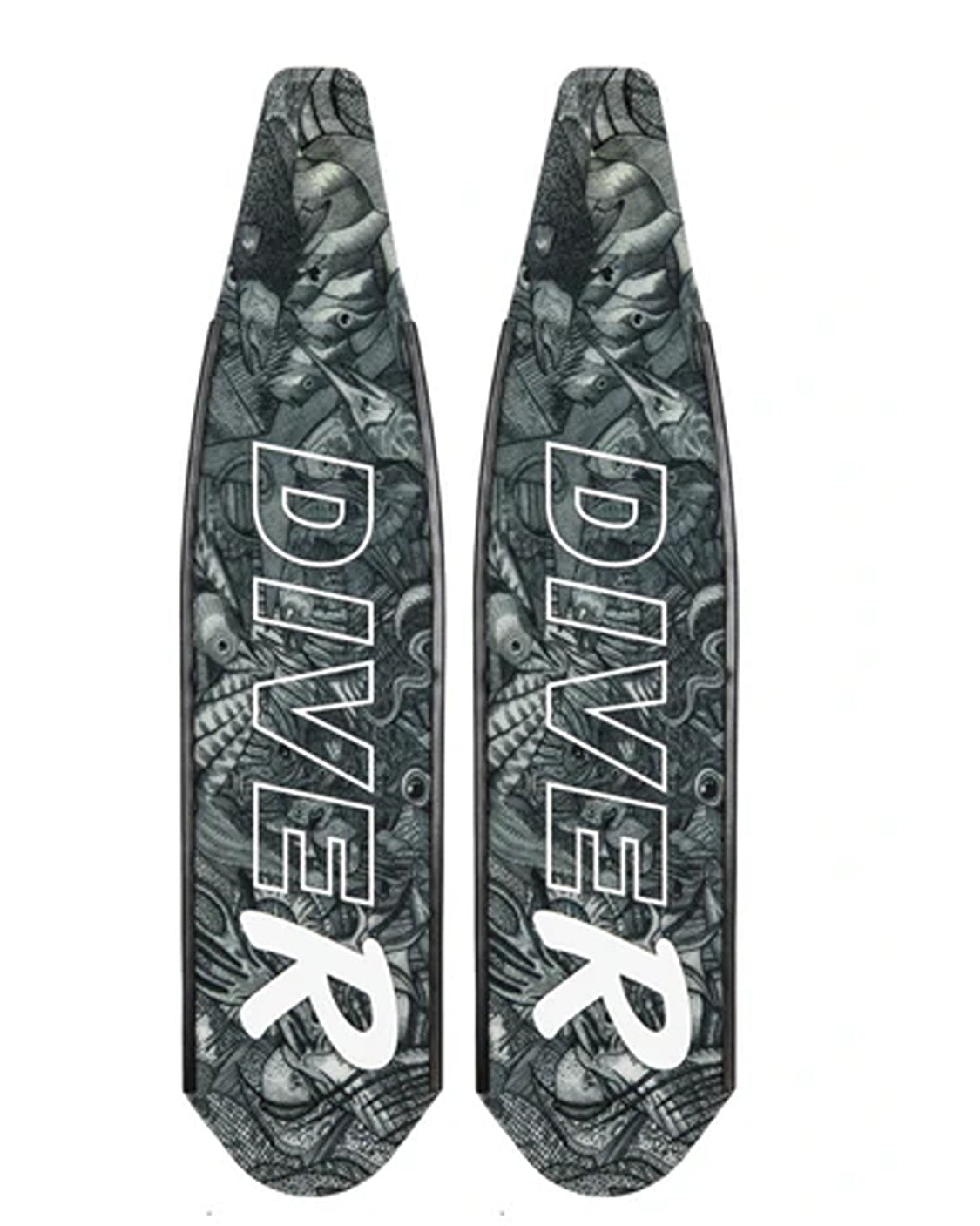 DiveR - Reef Life Black & White by Naomi Gittoes Free Diving Fin Blades - Infinity DiveDiveR - Reef Life Black & White by Naomi Gittoes Free Diving Fin BladesDiveR
