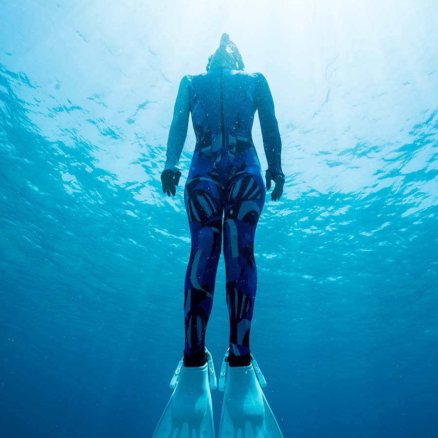 Fourth Element Fin Hydrosuit Blue Pattern - Women - Infinity DiveFourth Element Fin Hydrosuit Blue Pattern - WomenFourth Element