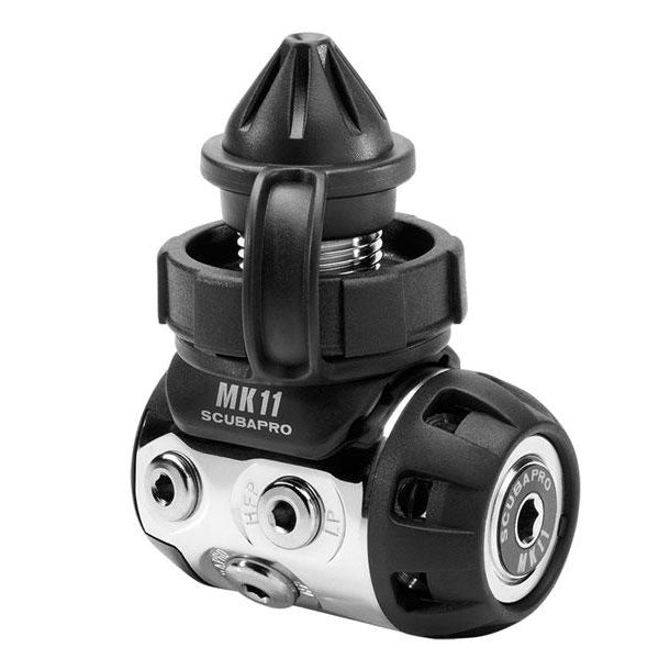 Scubapro MK11 DIN first stage regulator isolated on white background
