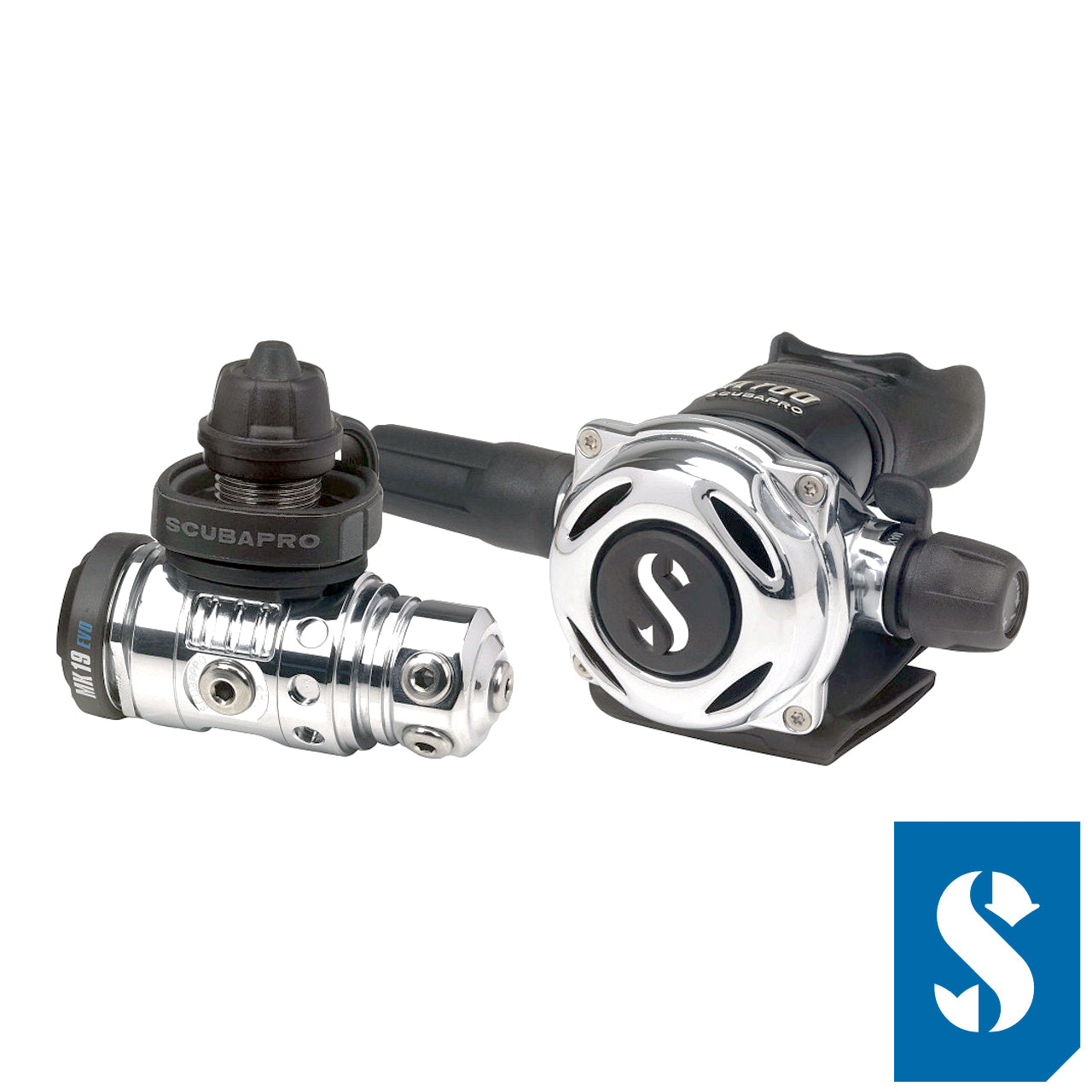 Scubapro MK19 EVO A700 DIN regulator system isolated on white background
