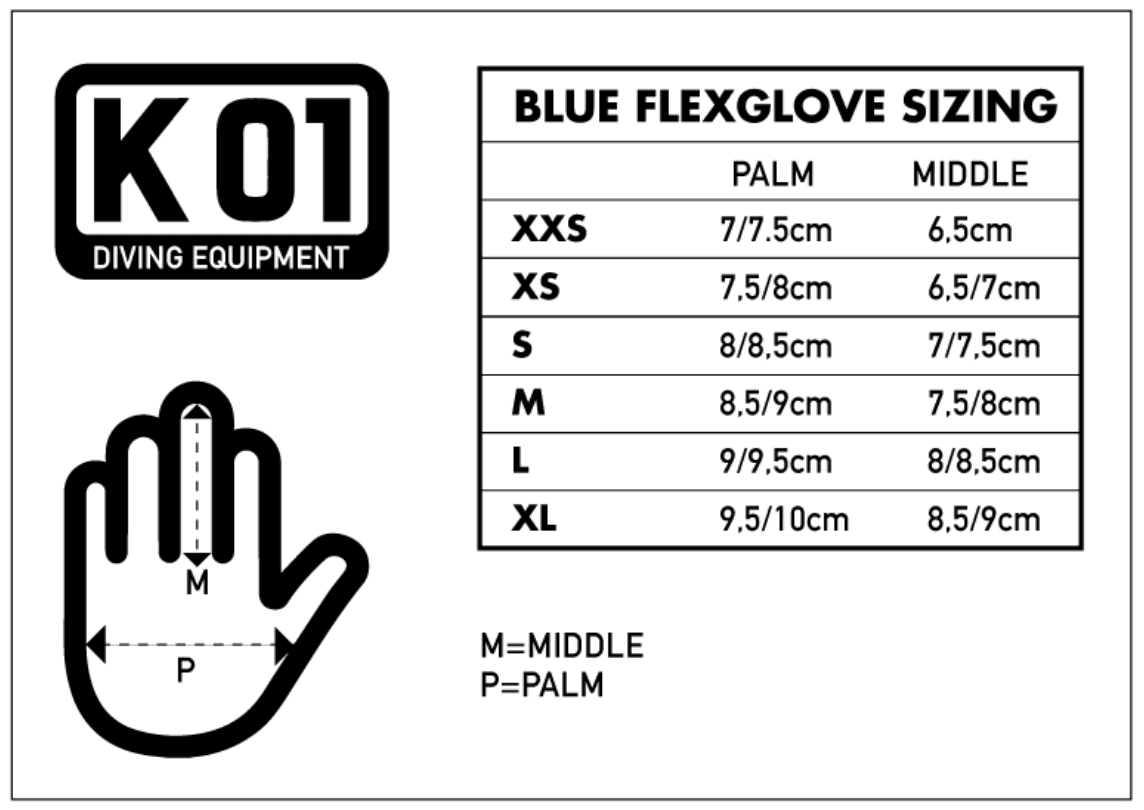K01 Blue Flexglove Dive Gloves - Infinity DiveK01 Blue Flexglove Dive GlovesK01
