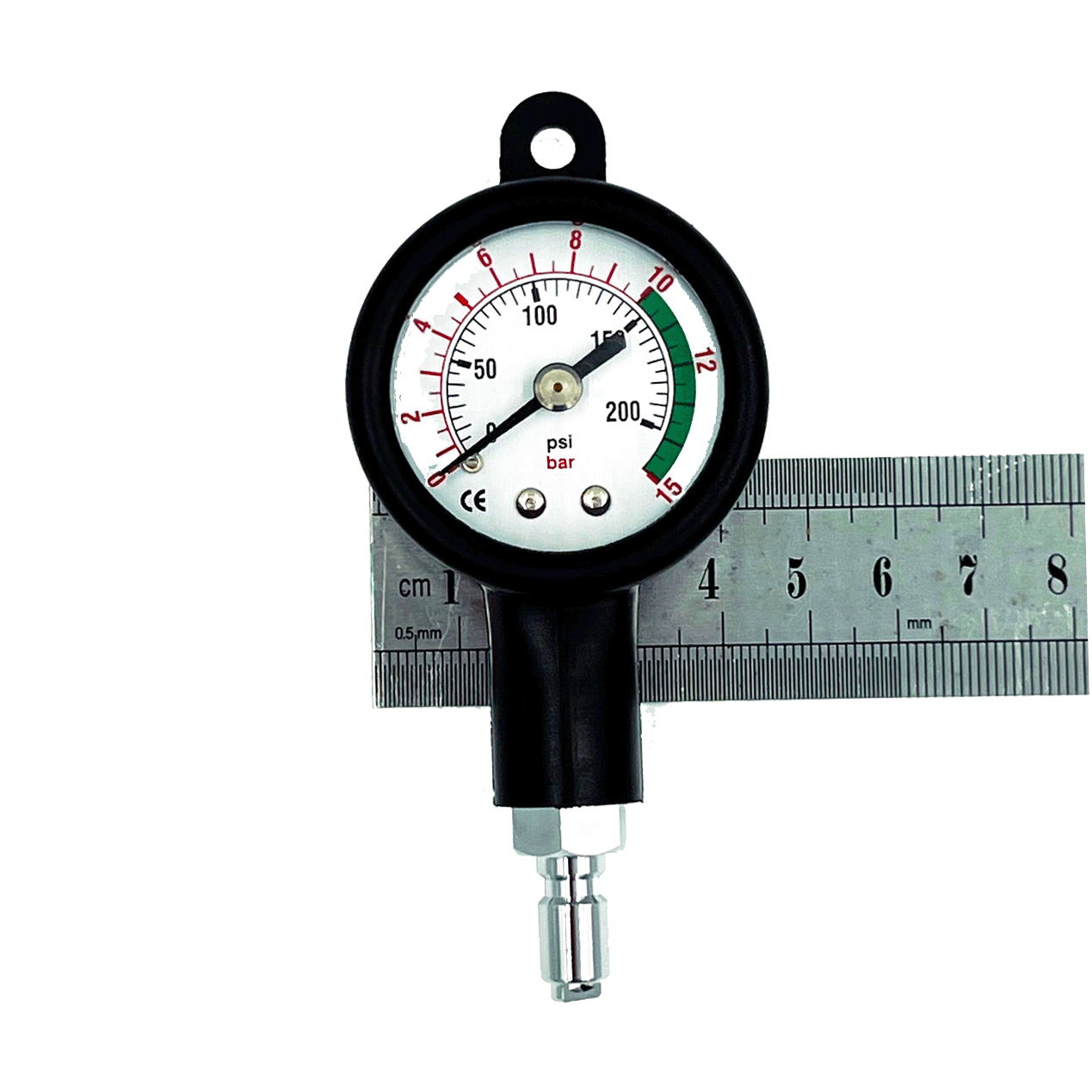 Mini scuba intermediate pressure gauge for BCD hose connection and regulator testing