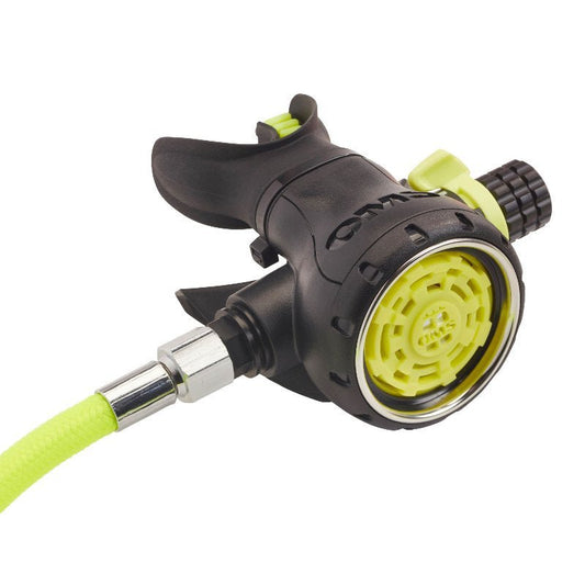 OMS Evoque Octopus with 100cm Miflex Hose Yellow - Infinity DiveOMS Evoque Octopus with 100cm Miflex Hose YellowOMS
