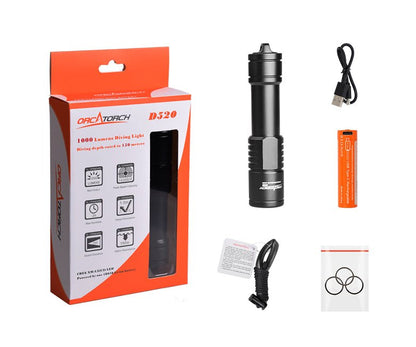 OrcaTorch D520 Underwater Dive Torch - 1000 Lumens - Infinity DiveOrcaTorch D520 Underwater Dive Torch - 1000 LumensOrcatorch