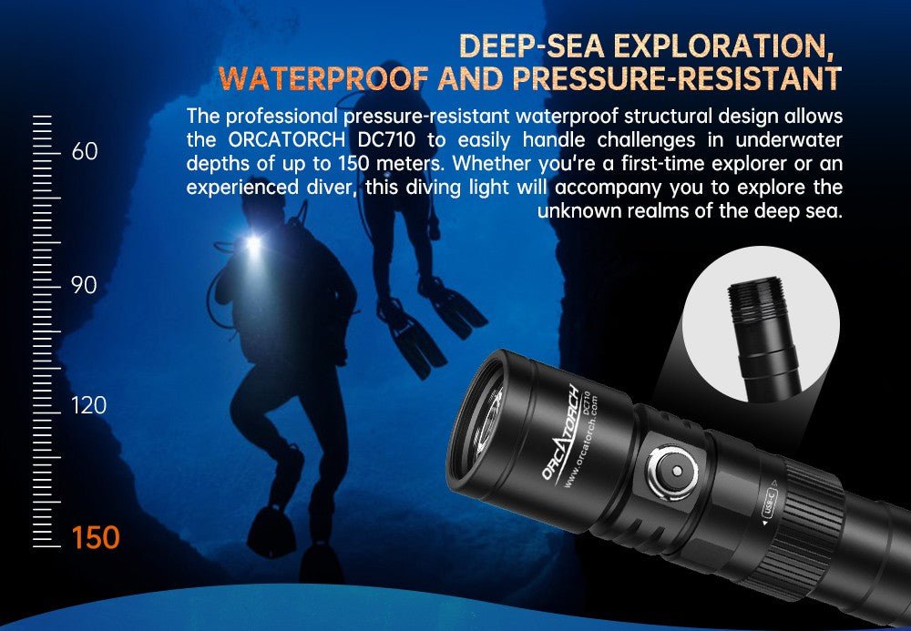 Orcatorch DC710 Underwater Dive Light/ Torch - 3000 Lumens - Infinity DiveOrcatorch DC710 Underwater Dive Light/ Torch - 3000 LumensOrcatorch