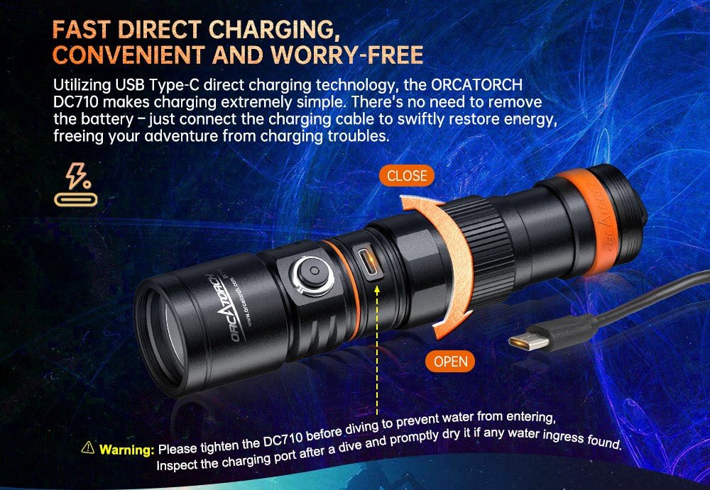 Orcatorch DC710 Underwater Dive Light/ Torch - 3000 Lumens - Infinity DiveOrcatorch DC710 Underwater Dive Light/ Torch - 3000 LumensOrcatorch