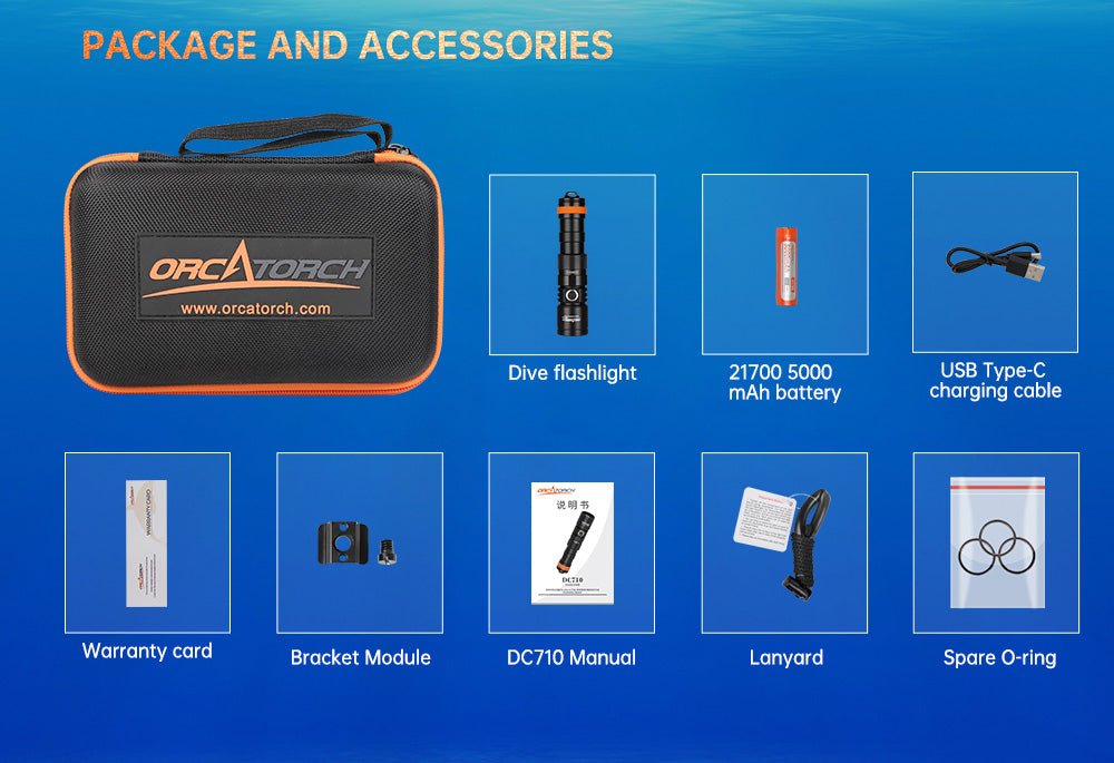 Orcatorch DC710 Underwater Dive Light/ Torch - 3000 Lumens - Infinity DiveOrcatorch DC710 Underwater Dive Light/ Torch - 3000 LumensOrcatorch