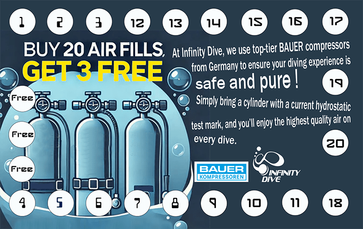 Scuba Dive Air Tank/ Cylinder fills Card - Infinity DiveScuba Dive Air Tank/ Cylinder fills CardInfinityDive