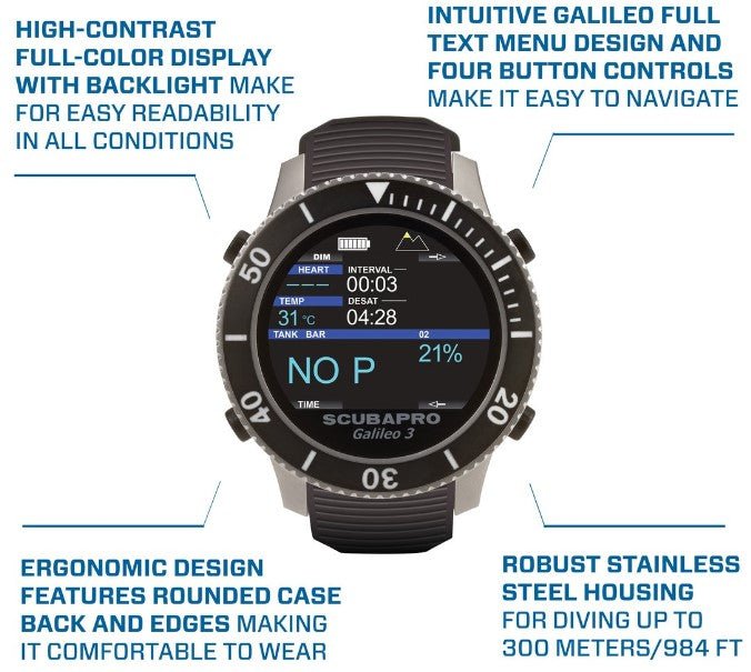 Scubapro Galileo 3 (G3) Wrist Dive Computer - Infinity DiveScubapro Galileo 3 (G3) Wrist Dive ComputerScubapro