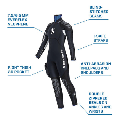 Scubapro Nova Scotia Semi-Dry Suit With Hood 7.5mm - Women - Infinity DiveScubapro Nova Scotia Semi-Dry Suit With Hood 7.5mm - WomenScubapro