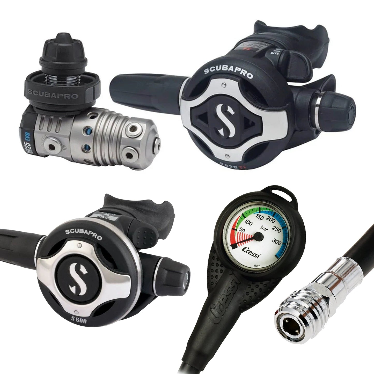 Scubapro Regulator Set- MK25 Evo Titanium | S620 X-Titanium | Octopus + Free Cressi SPG - Infinity DiveScubapro Regulator Set- MK25 Evo Titanium | S620 X-Titanium | Octopus + Free Cressi SPGScubapro