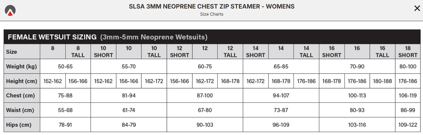 Sharkskin SLSA Neoprene Chest Zip 3mm Steamer - Women - Infinity DiveSharkskin SLSA Neoprene Chest Zip 3mm Steamer - WomenSharkskin