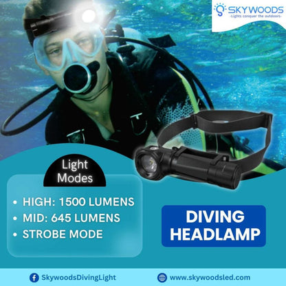 Skywoods D6HL Dive Head Lamp - 1400 Lumens - Infinity DiveSkywoods D6HL Dive Head Lamp - 1400 LumensSkywoods