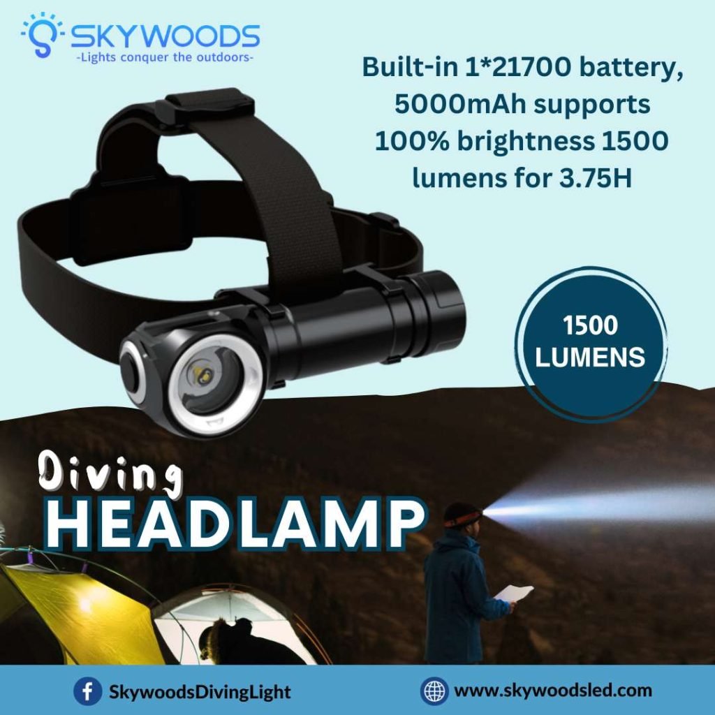 Skywoods D6HL Dive Head Lamp - 1400 Lumens - Infinity DiveSkywoods D6HL Dive Head Lamp - 1400 LumensSkywoods